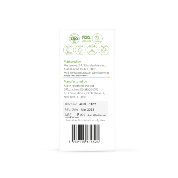Vitamin C serum with hyaluronic acid and rose extract for glowing skin in a bottle